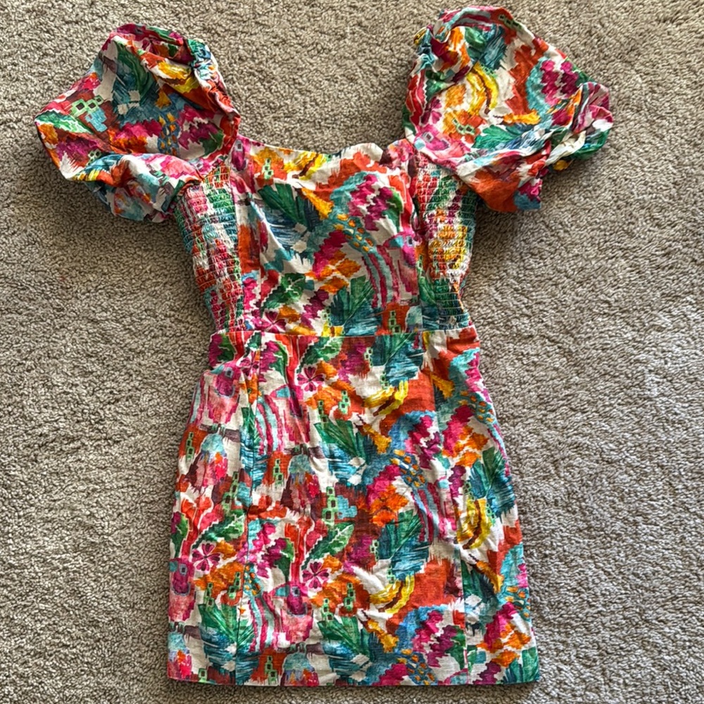 Sezane Multicolor Puff Sleeve Dress